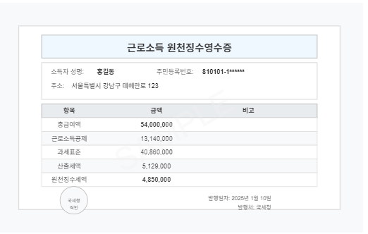  근로소득원천징수영수증의 실제 모습 - 각 항목의 의미를 아는 것이 중요합니다