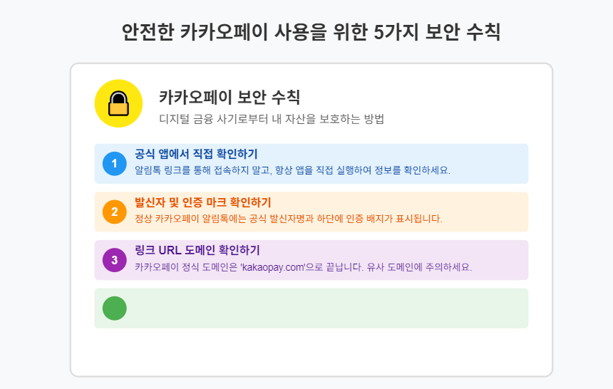 카카오페이 사용자를 위한 5가지 보안 수칙과 안전한 사용법 캡션: 이 5가지 안전 수칙을 지키면 카카오페이를 더 안전하게 사용할 수 있습니다.